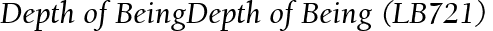 Depth of BeingDepth of Being (LB721)